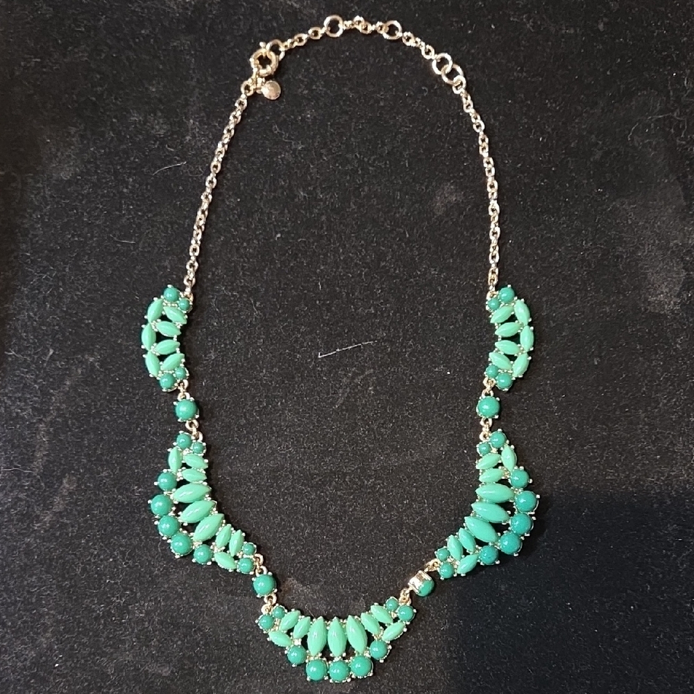 J. Crew Green and Gold Necklace